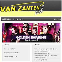 Golden Earring show announcement Nieuw-Vennep - Van Zantenhal
